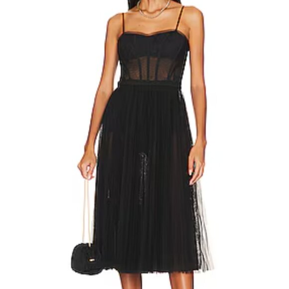 NWT BCBG MAXAZRIA SHEER CORSET MIDI DRESS SIZE 6 - Picture 4 of 15